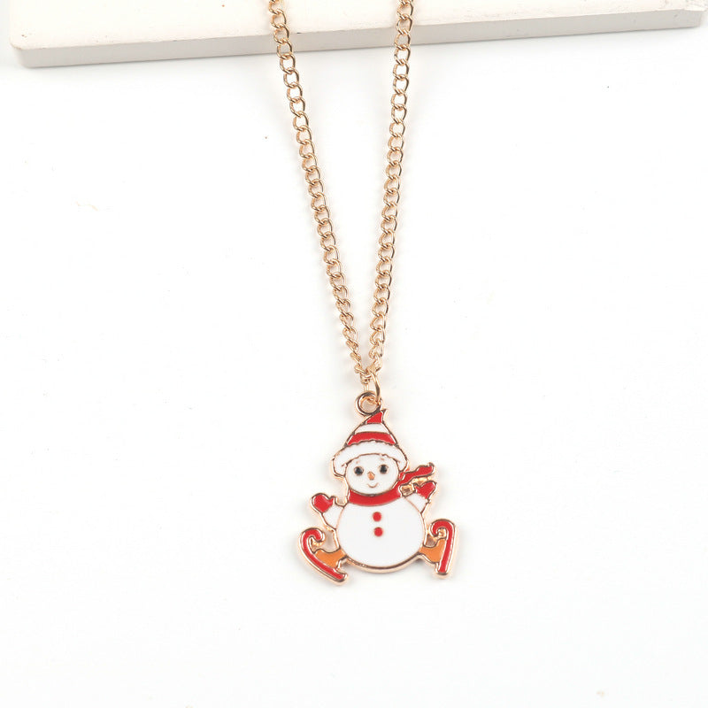 Christmas Necklace Cute Cartoon Santa Claus Snowman Elk Pendant Necklace