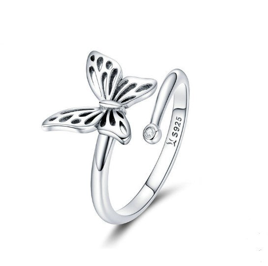 Sterling Silver Vintage Butterfly Adjustable Finger Rings