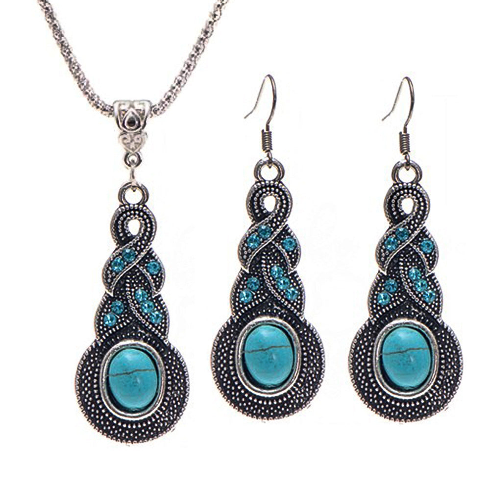 Turquoise necklace earrings Set