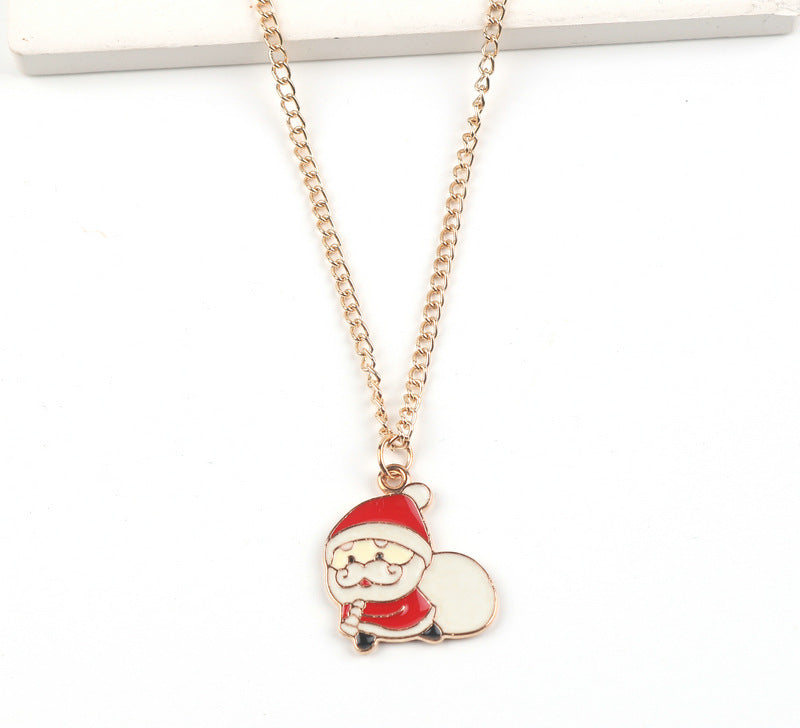 Christmas Necklace Cute Cartoon Santa Claus Snowman Elk Pendant Necklace