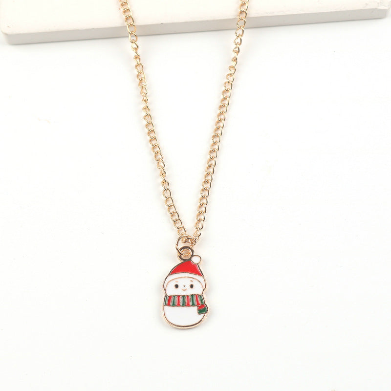 Christmas Necklace Cute Cartoon Santa Claus Snowman Elk Pendant Necklace