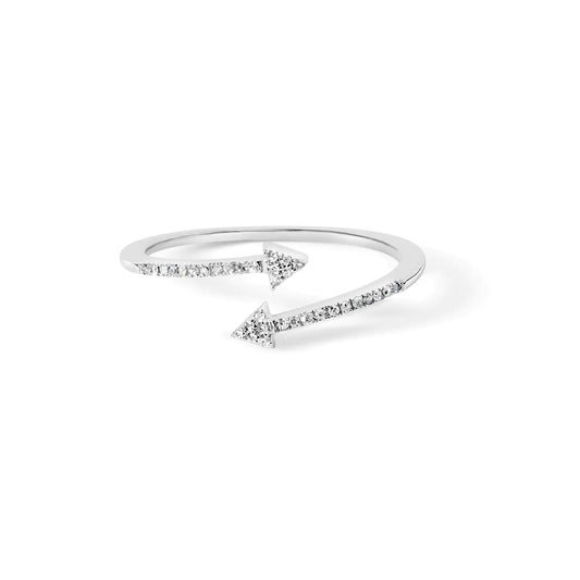 .925 Sterling Silver 1/5 Cttw Diamond Double Arrowhead Open Ring (I-J Color, I2-I3 Clarity)