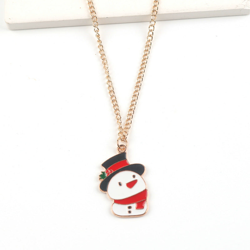 Christmas Necklace Cute Cartoon Santa Claus Snowman Elk Pendant Necklace