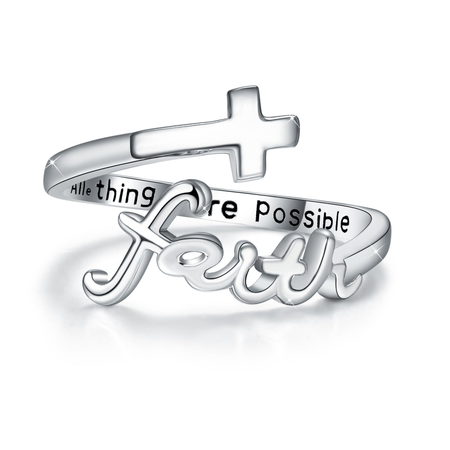 Cross Rings Sterling Silver Faith Adjustable Rings