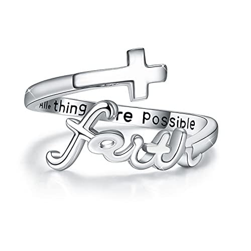 Cross Rings Sterling Silver Faith Adjustable Rings