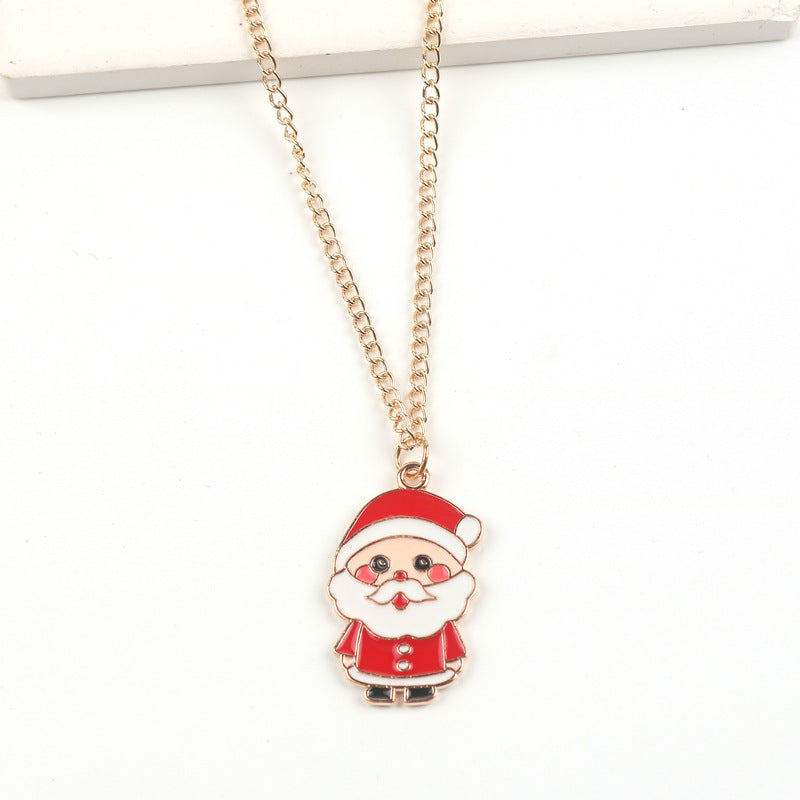 Christmas Necklace Cute Cartoon Santa Claus Snowman Elk Pendant Necklace